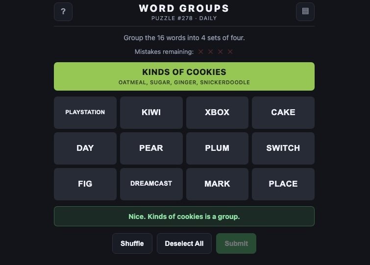 Word Groups - Puzzle de mots quotidien - crazygames